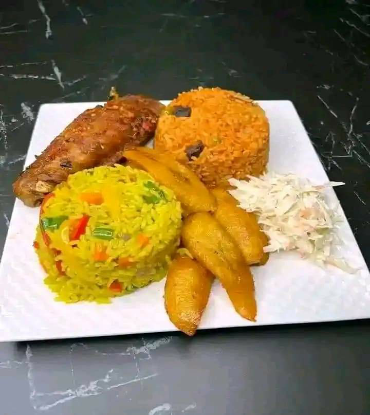 Fried Rice with Plantain-Chicken-Salad