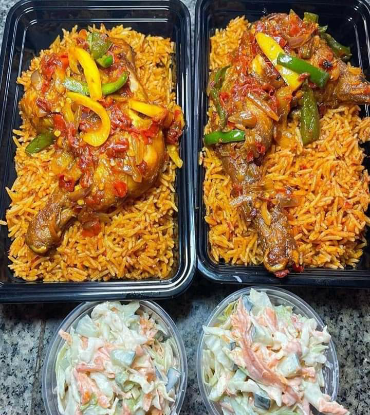 Jallof Rice Chicken and Salad