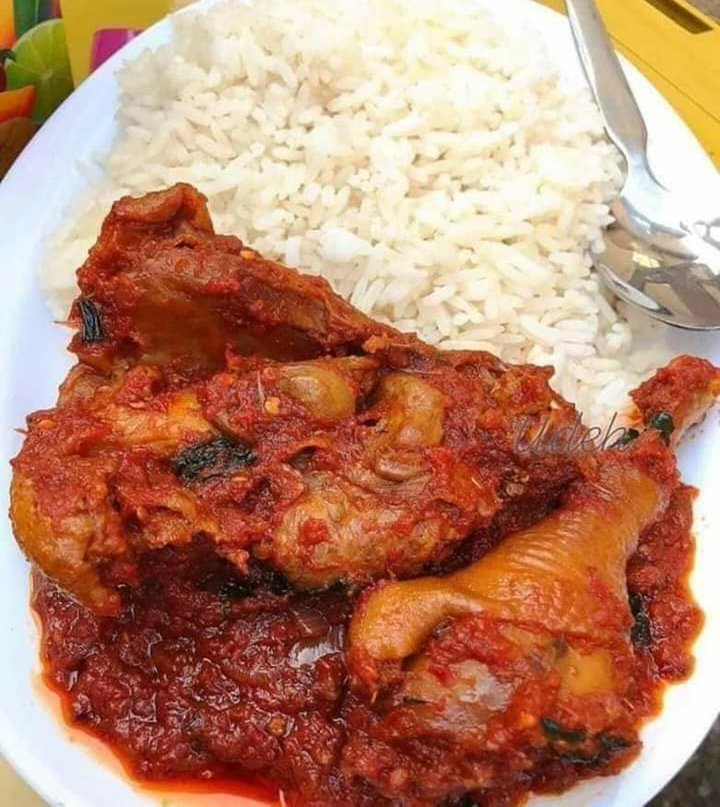 White rice with Chicken Stew